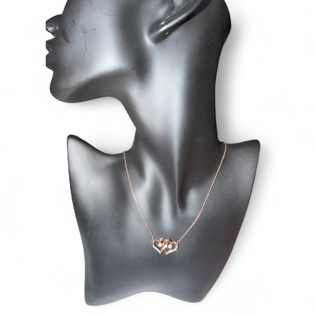 925 Diamond‎ Rose Gold DoubleHeart Necklace